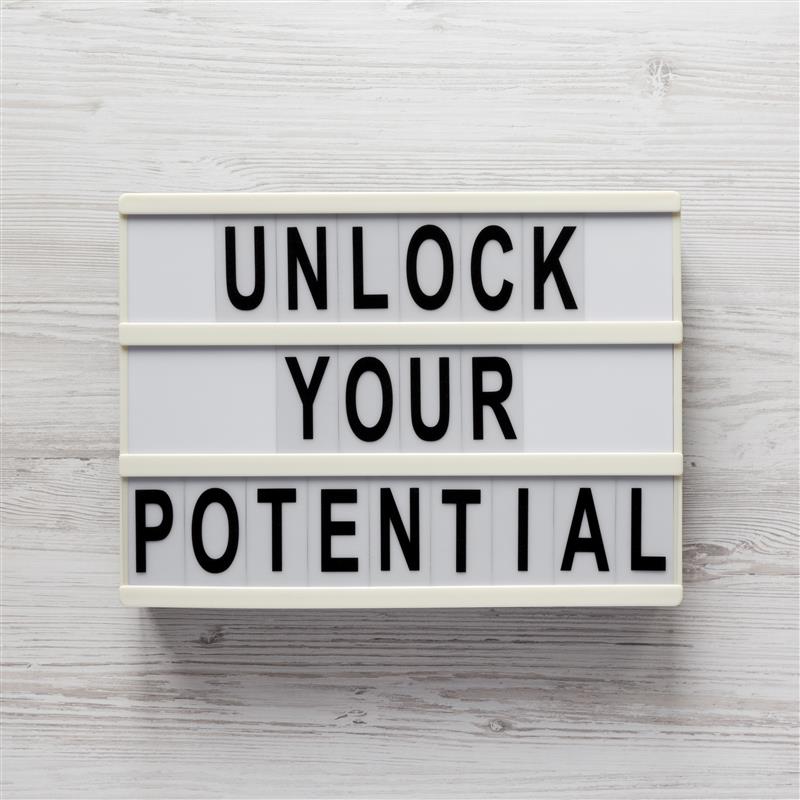 Image with text unlock your potential